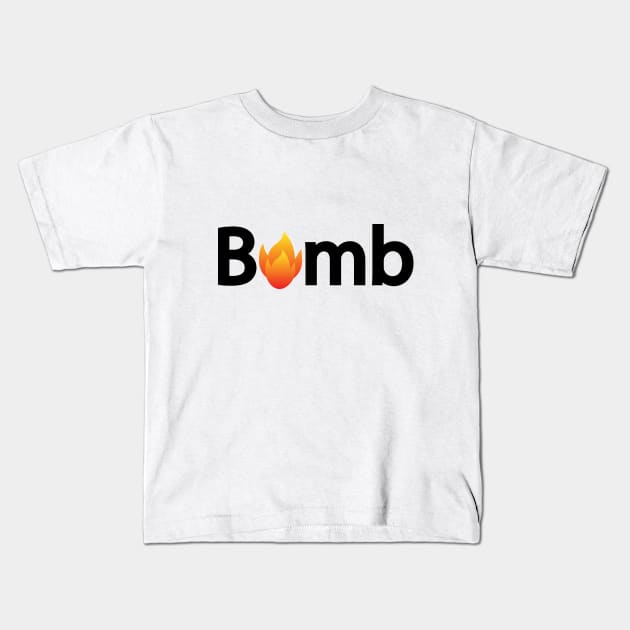 Bomb typographic logo design Kids T-Shirt by CRE4T1V1TY